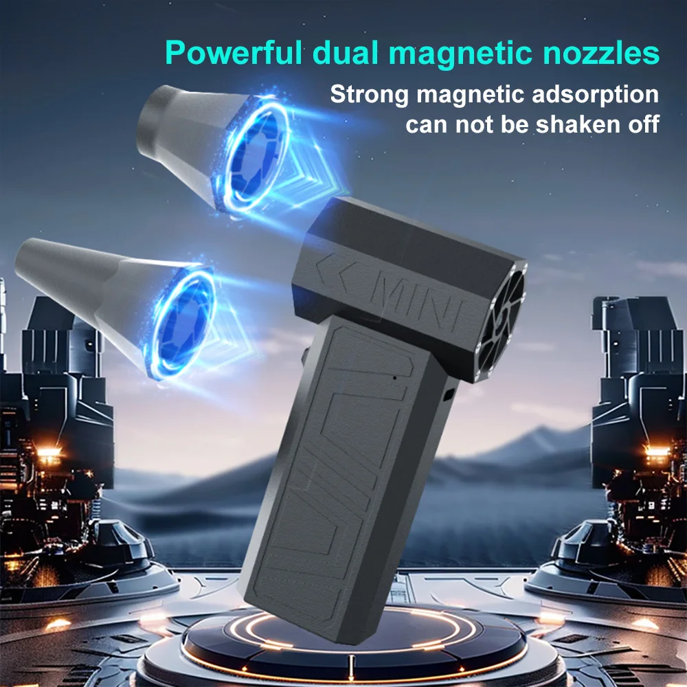 130000RPM Electric Air Blower with 2 Magnetic Nozzles 41m/s Powerful Air Duster Handheld Turbo Jet Fan Car Dryer Brushless Motor