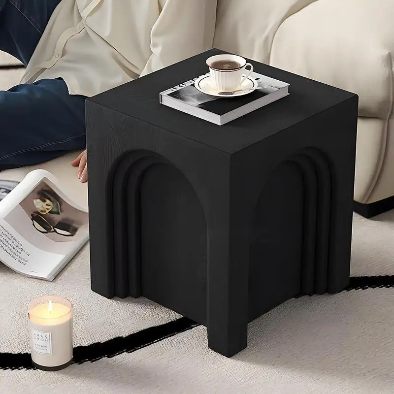 Dopamine stacked music stool solid wood pulley movable home living room square stool