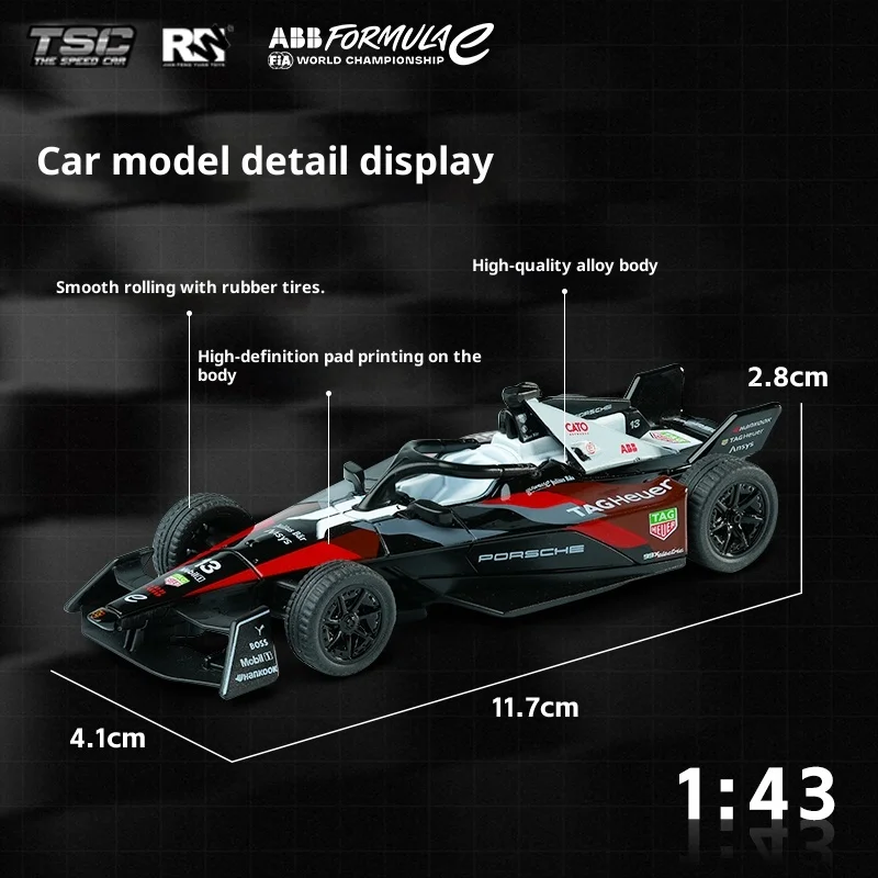 Tsc Speed Card 1:43 Alloy Car Model Porsche Fe Electric Formula Racing Car Model F1 Ornament Gift For Men