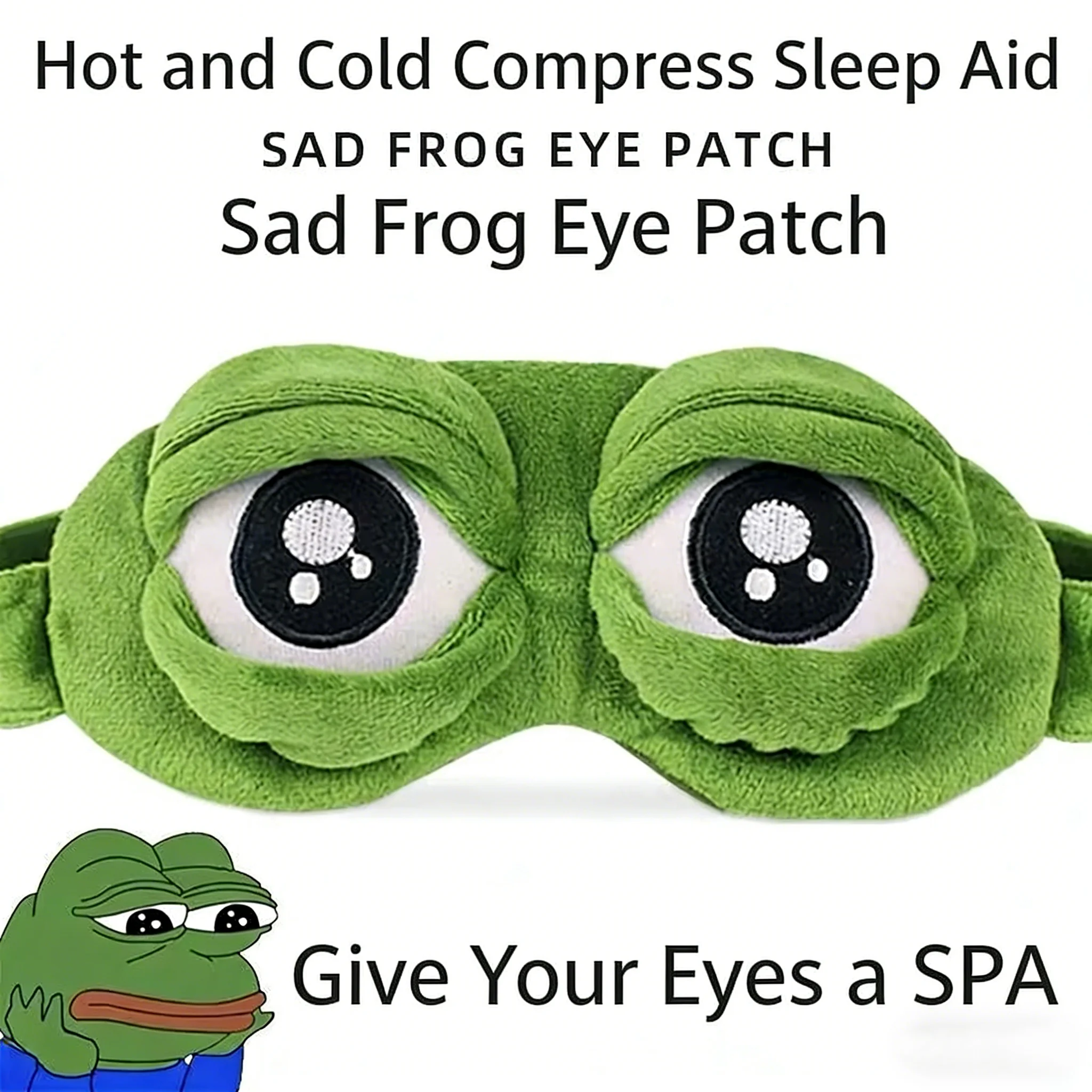 قطعة واحدة من قناع النوم الناعم على شكل ضفدع من CuddleBuddy، حماية مريحة للعين لقيلولة مريحة وانقطاع التيار الكهربائي، بشرة عادية، نوم مريح
