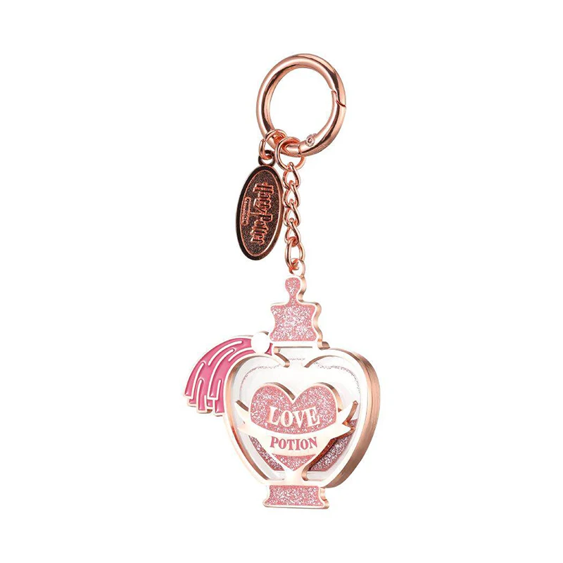 Llavero de Harry Potter con Poción del Amor, Colgante Metálico Exquisito para Bolsos, Adorno Rosa Auténtico para Mochilas, Regalo para Niñas