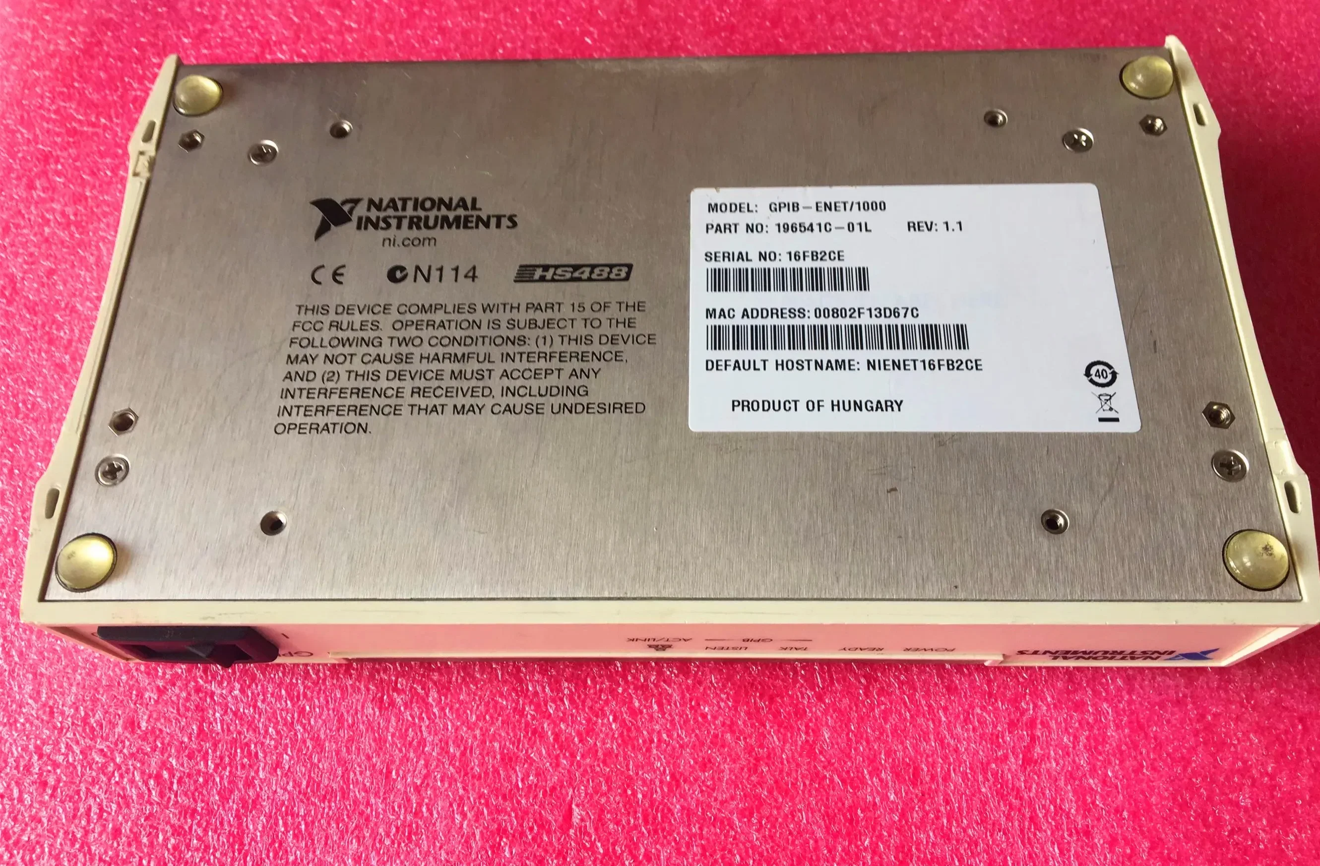 2026 NI GPIB-ENET/1000 GPIB Card Controller 196541C-01L GPIB To Ethernet