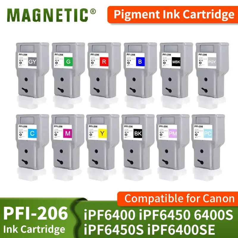 300ml PFI206 PFI-206  Premium Compatible Color Inkjet Ink Cartridge for Canon IPF6400/ IPF6400S/ IPF6450/ IPF6400SE Printer