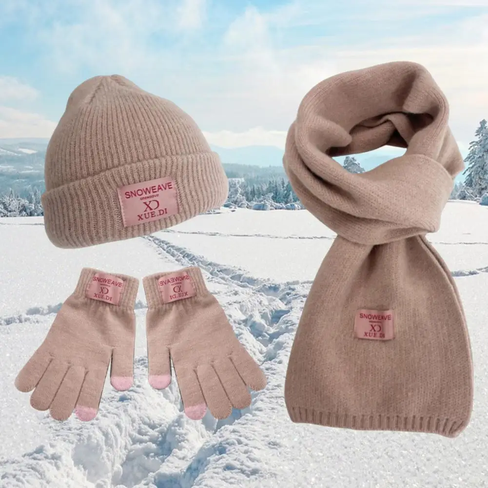 Bonnet et écharpe d'hiver confortables, ensemble de gants, optique chaude, accessoires d'extérieur pour le cou coupe-vent