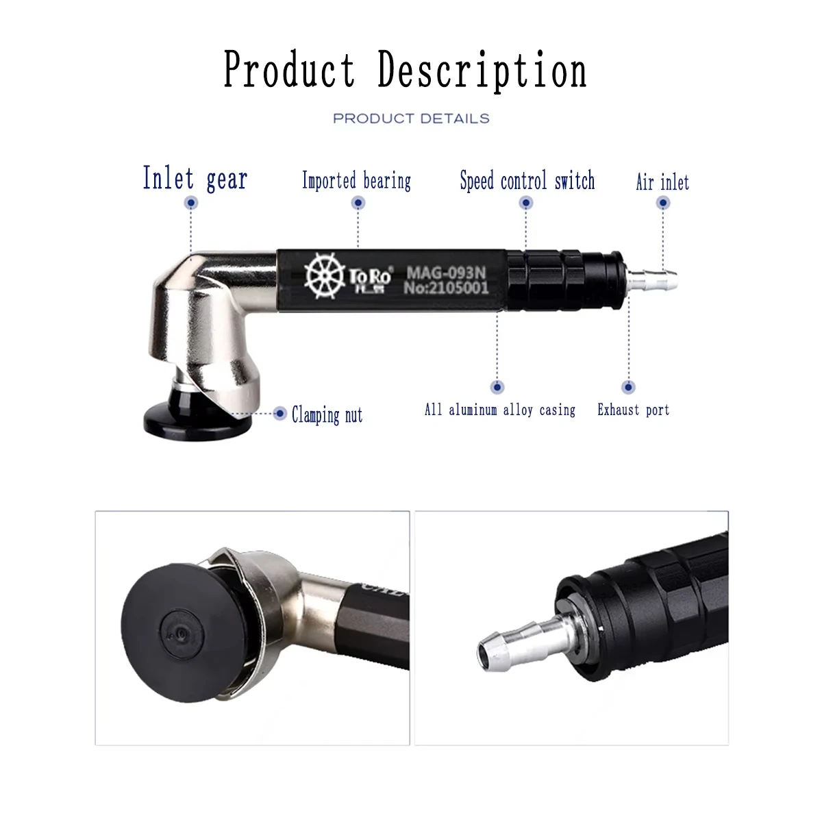 AhuHardware 16pcs in 1 90° Micro Air Elbow Angle Grinder Pneumatic Grinder Pen Mini Grinding Machine Polishing Engraving Tool