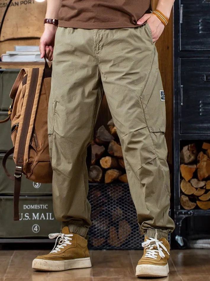 

Военные рабочие брюки, мужские тонкие брюки Qui Dry, свободные повседневные длинные брюки с манжетами, брюки десантника в американском стиле ретро