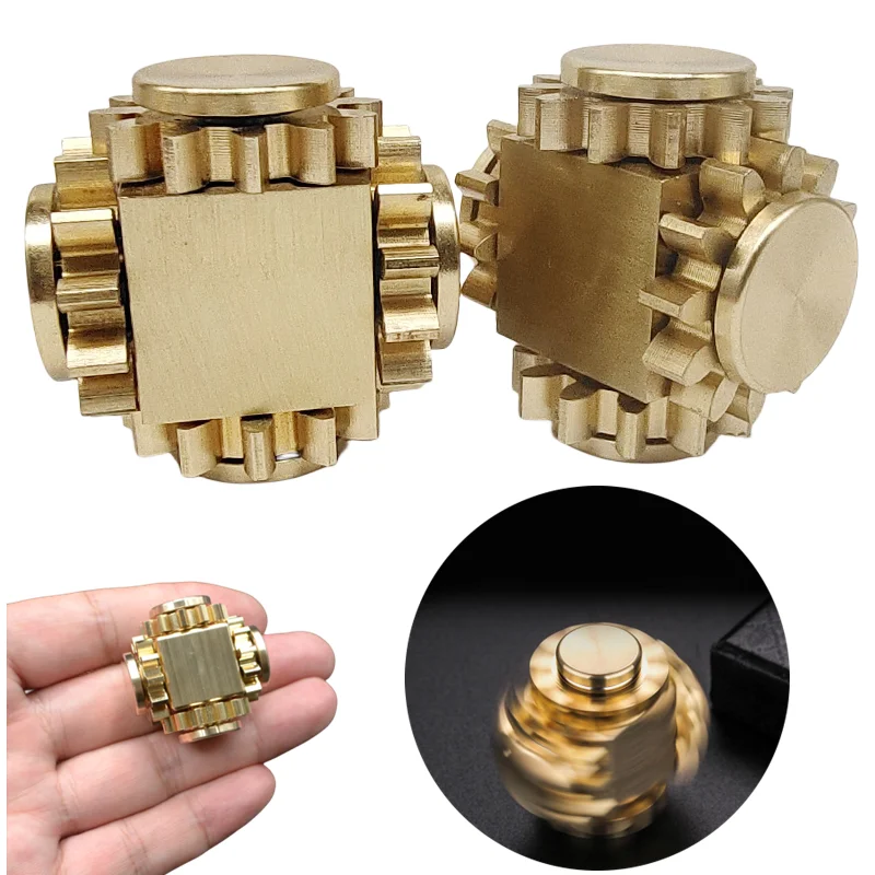 Manual Rotator Brass 4-Gear Fidget Spinner Gear  Leisure Decompression Toy Funny Adult Children Relieve Anxiety Christmas Gift