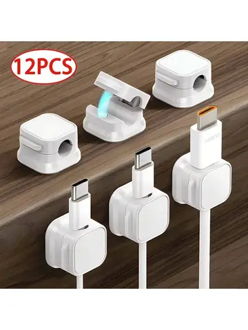 Magnetic Wire Clips Adhesive Cable Holder Under Desk Cable Management Home Office Cord Organizer Magnetic Cable Organizer