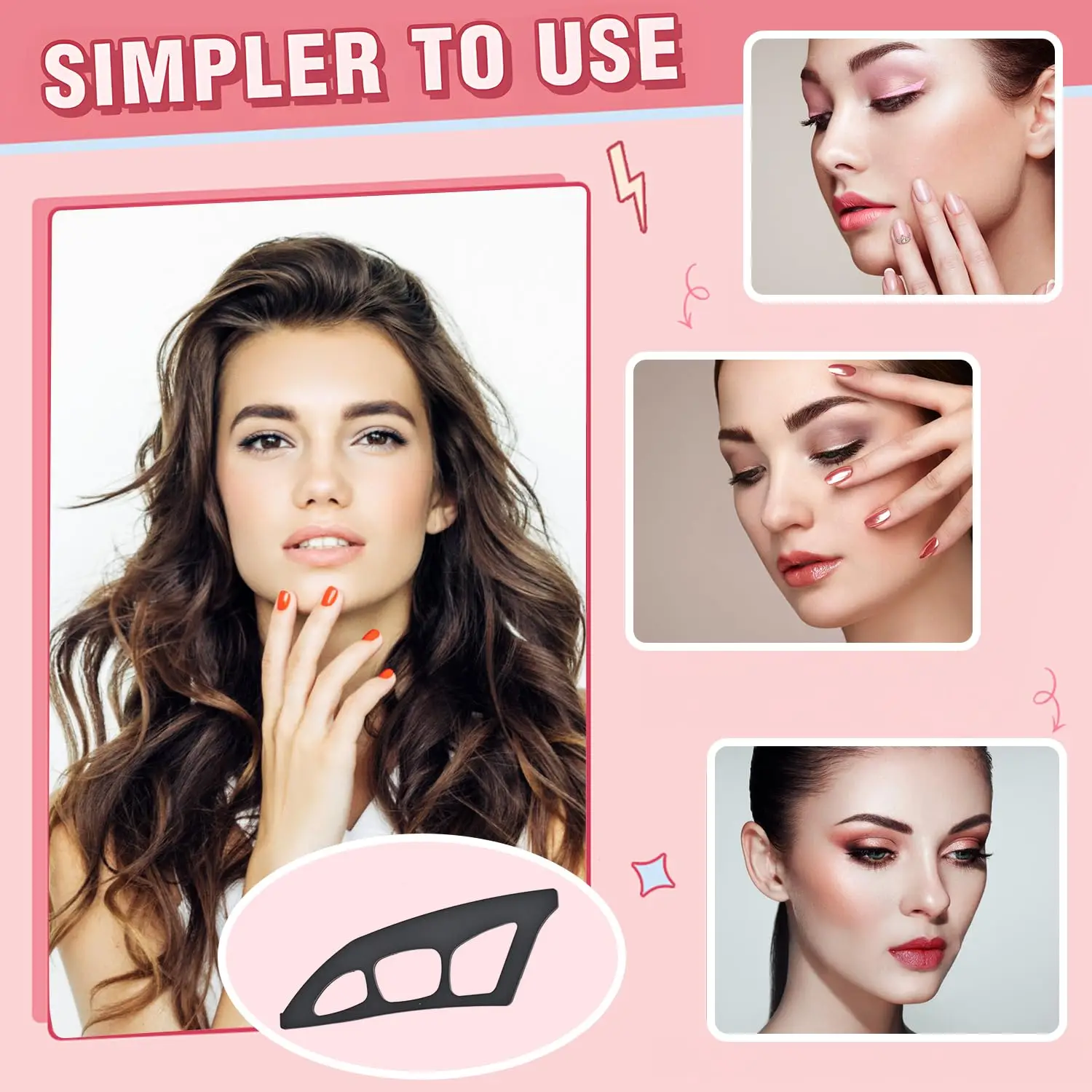 2 Stück Silikon-Lidschatten-Schablonen – Symmetrisches Lidschatten-Führungswerkzeug für Anfänger, schnell glamouröse mehrschichtige Eyelook-Vorlage