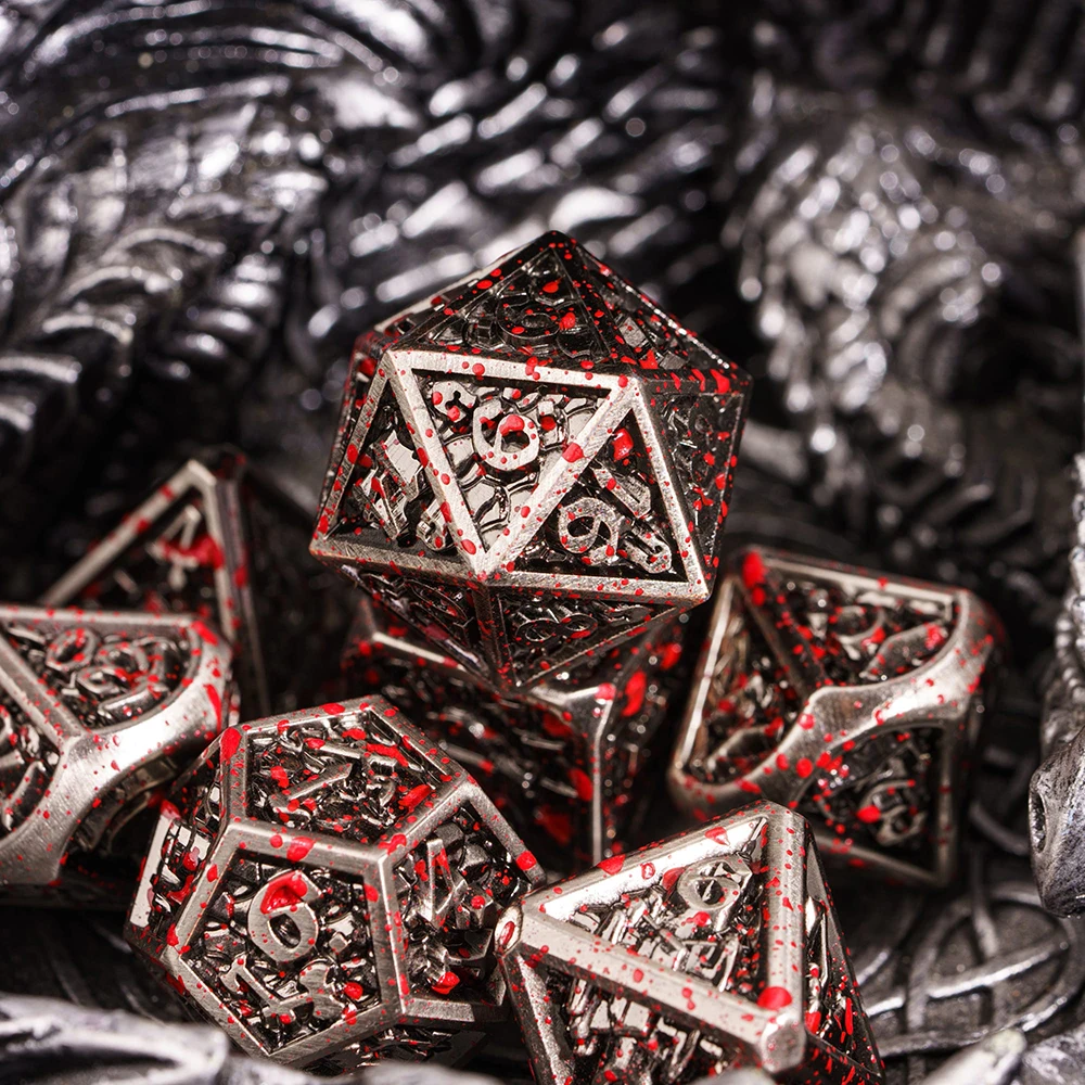 Cusdie Weapon DND Dices Metal 7Pcs Dungeons and Dragons Polyhedral Dice Set for Role Playing Game Pathfinder Board Games MTG