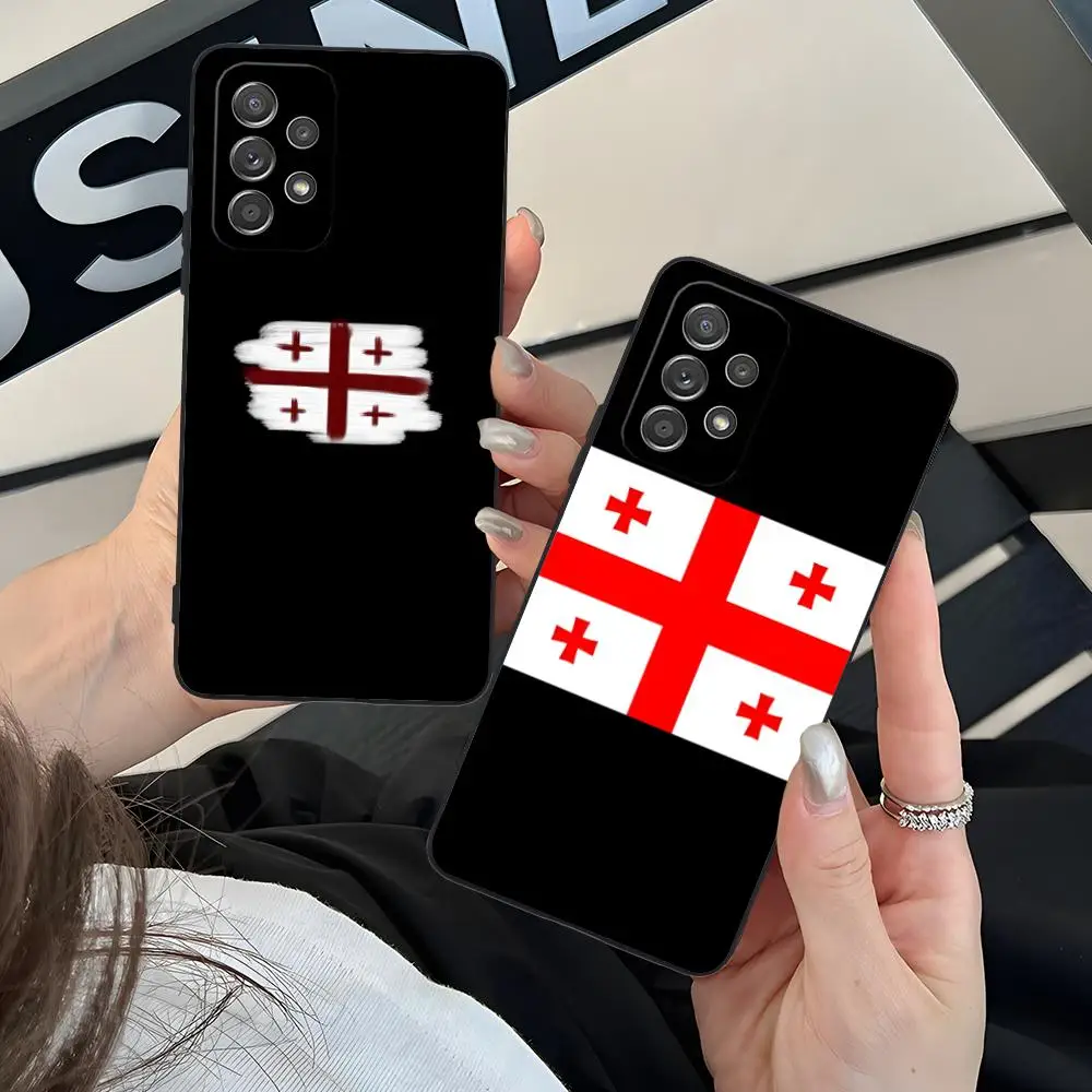 جورجيا العلم المحمول قضية الهاتف الخليوي لسامسونج غالاكسي M55 54 42 35 34 33 32 23 22 15 14 13 12 F55 5G اللون واقية فاخرة