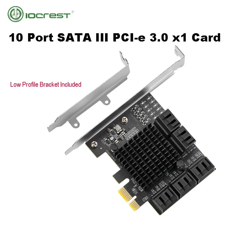 

IOCREST PCIe gen3 x1–10 портов 6G SATA III 3.0 Контроллер Нерейдовая карта расширения Низкопрофильный кронштейн