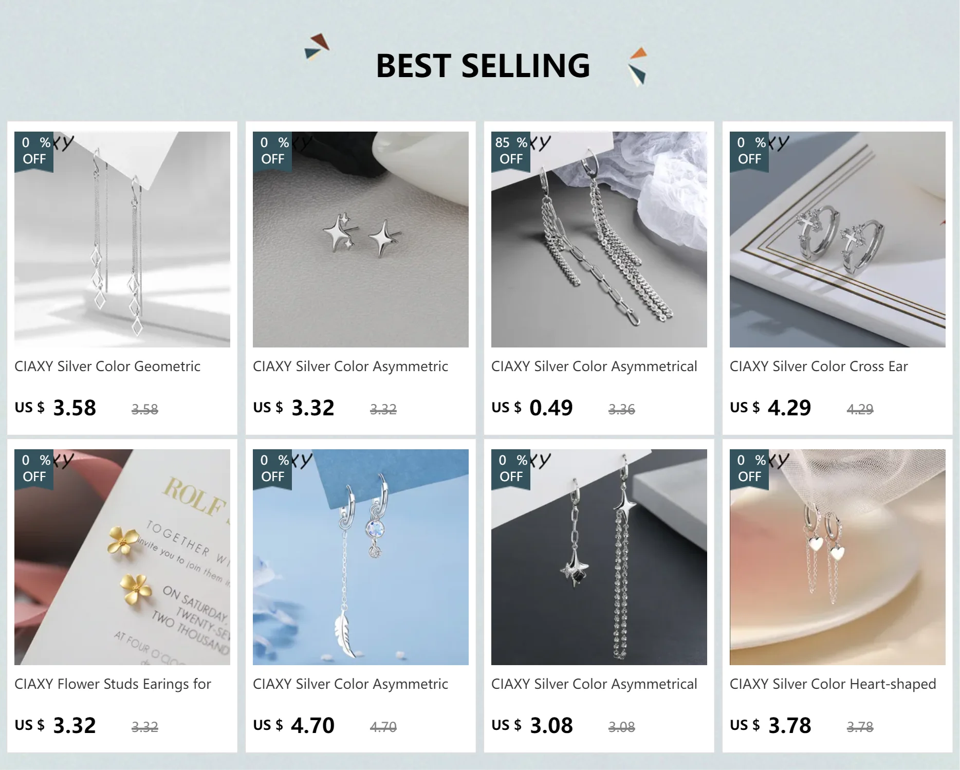 CIAXY Silver Color Irregular Pin Earrings for Men and Women Couples Personality Paper Clip Earring Gothic Jewelry Gifts