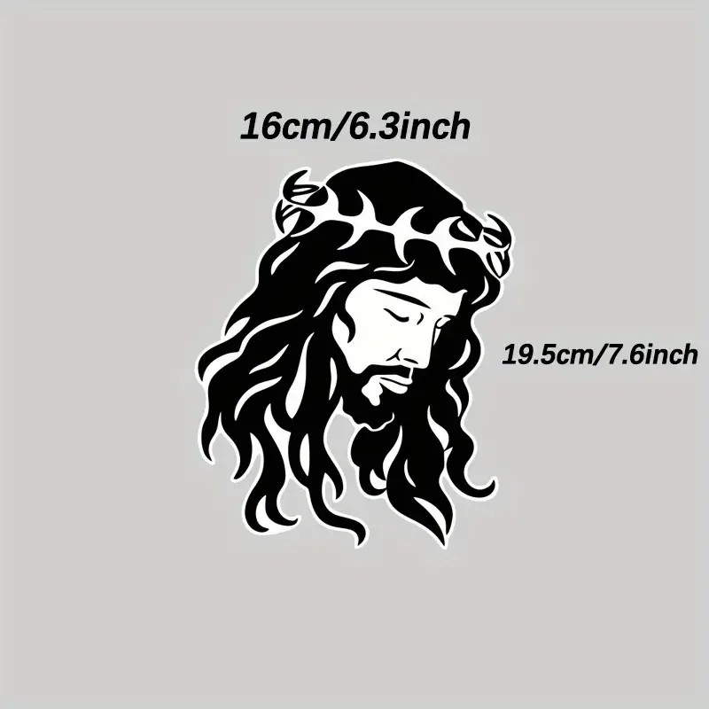 Jesus Face Silhouette Cut Out, In The Style Of Sgrafitto Car Sticker