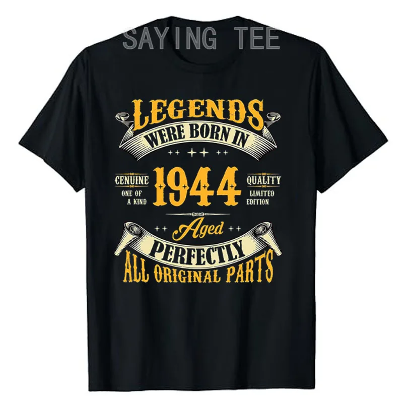 

80th Birthday Shirt for Men,Legends Were Born in 1944,Vintage 80 Years Old T-Shirt Classic Retro 1944 Graphic Tee Top Papa Gifts