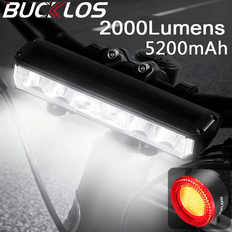 AliExpress BUCKLOS 2000 Lumens Bicycle Front Light 5000mAh Bicycle Headlight High Bright Cycling Lamp Type-C Charging Road MTB Bike Light