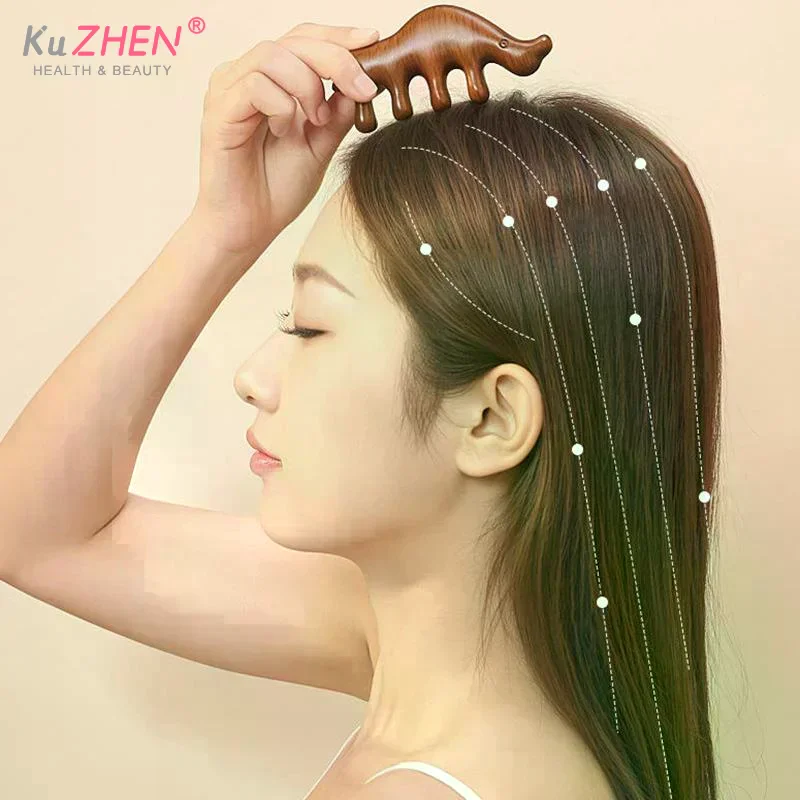 Sandalwood Massage Comb Head Meridian Scalp Comb Face Eye Shoulder Neck Scraping Treatment Hair Loss Anti-static Wide Tooth Comb - Detail 1