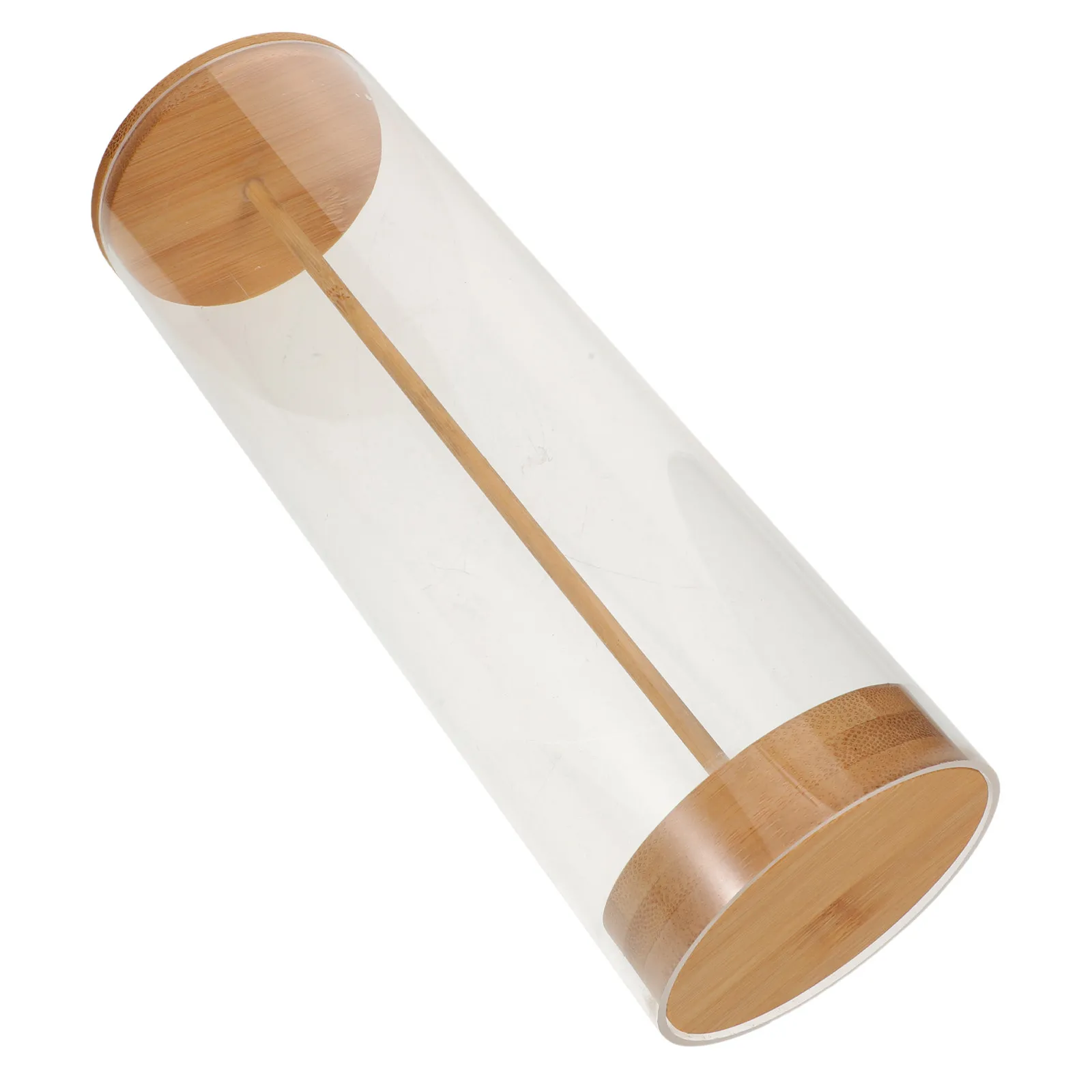 Clear Acrylic Straw Holder Organizer Wooden Base Straw Storage Dispenser Countertop Kitchen Pen Makeup Brush Case 26.8x8cm