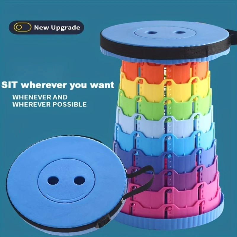 

Travel folding stool Casual fishing stool, retractable plastic stool, retractable chair, rainbow folding stool