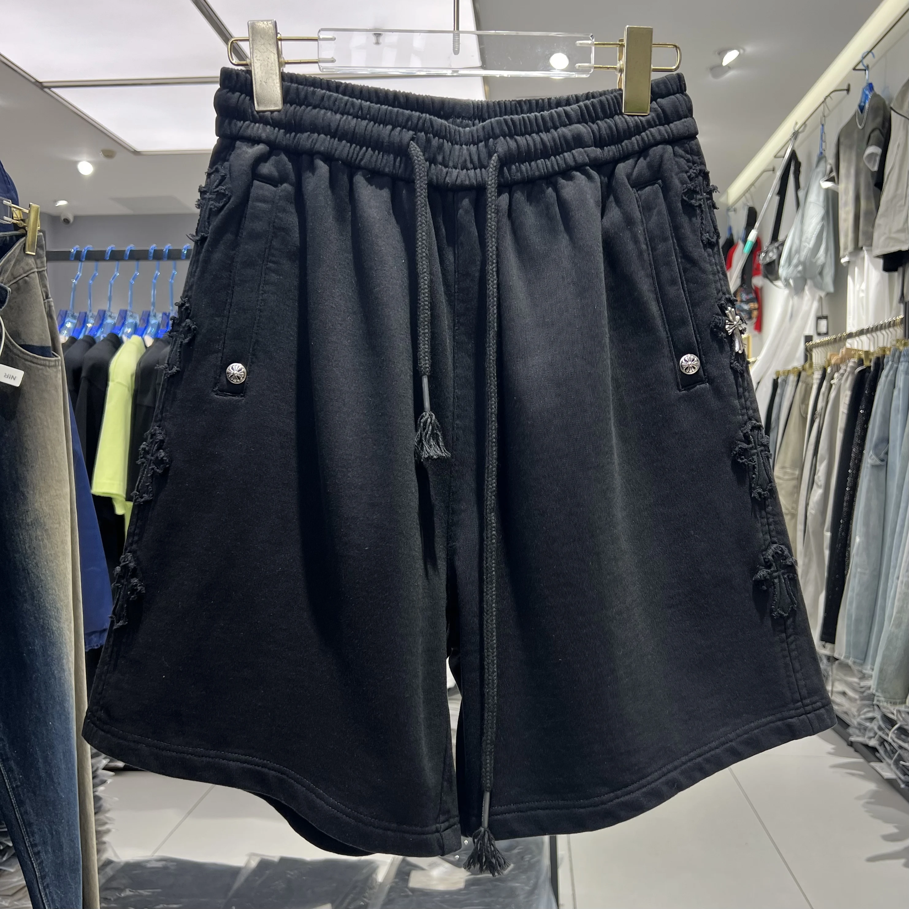 shorts-decontractes-pour-hommes-version-large-broderie-metallique-patchwork-croise-ete-loisirs-coton-confortable