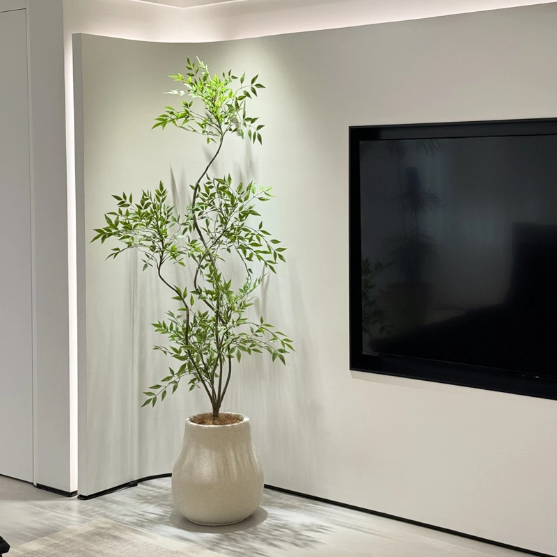 *-*Bamboo Simulation Green Plant Indoor Living Room Bionic False Tree High-end Light Luxury Flower Large.