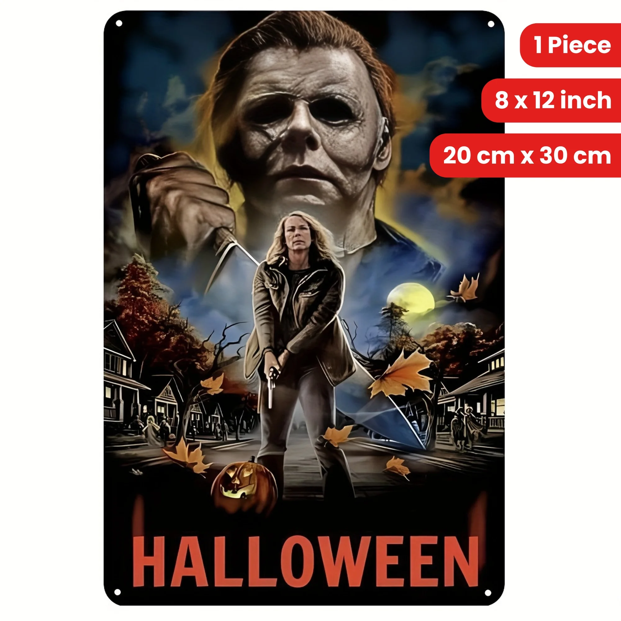 Halloween 2018 2019 película de terror decoración de pared de letrero de Metal Retro, material principal de hierro, paneles Art Deco resistentes a la intemperie preperforados