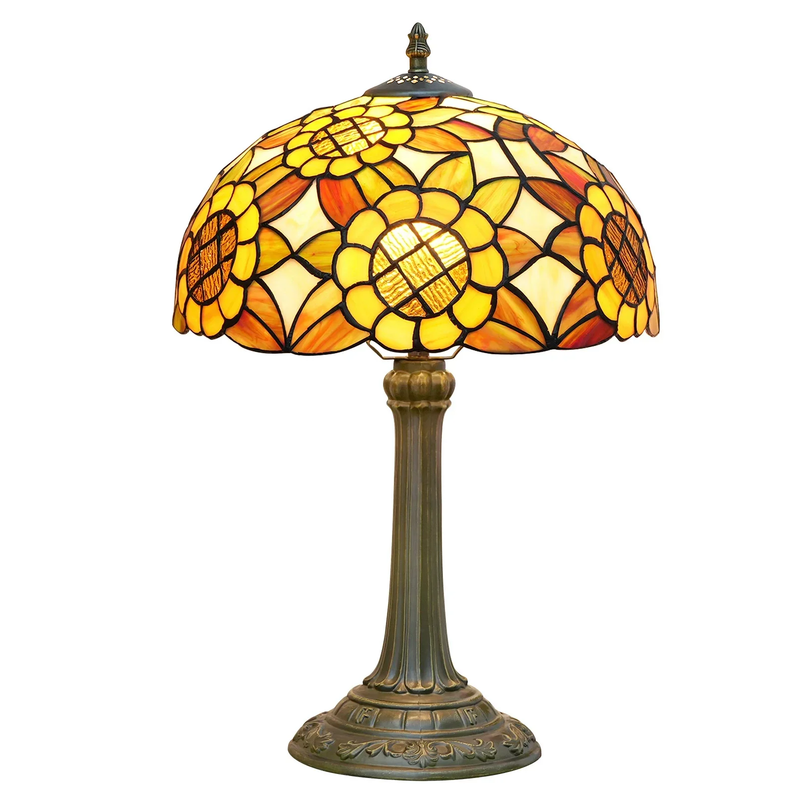 12inch 30cm Tiffany Desk Lamp American Yellow Sunflower Lampshade Dining Room Bar Living Room Bedroom Bedside Table Lamp