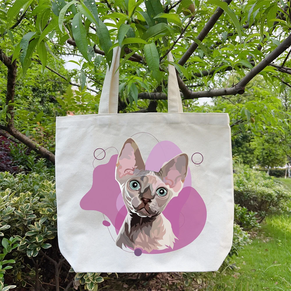 Cute Cat Dog Shoulder Bag Canvas Tote Bag for Women Large Capacity Shopper Bag Lightweight School Books Bag Casual шопер