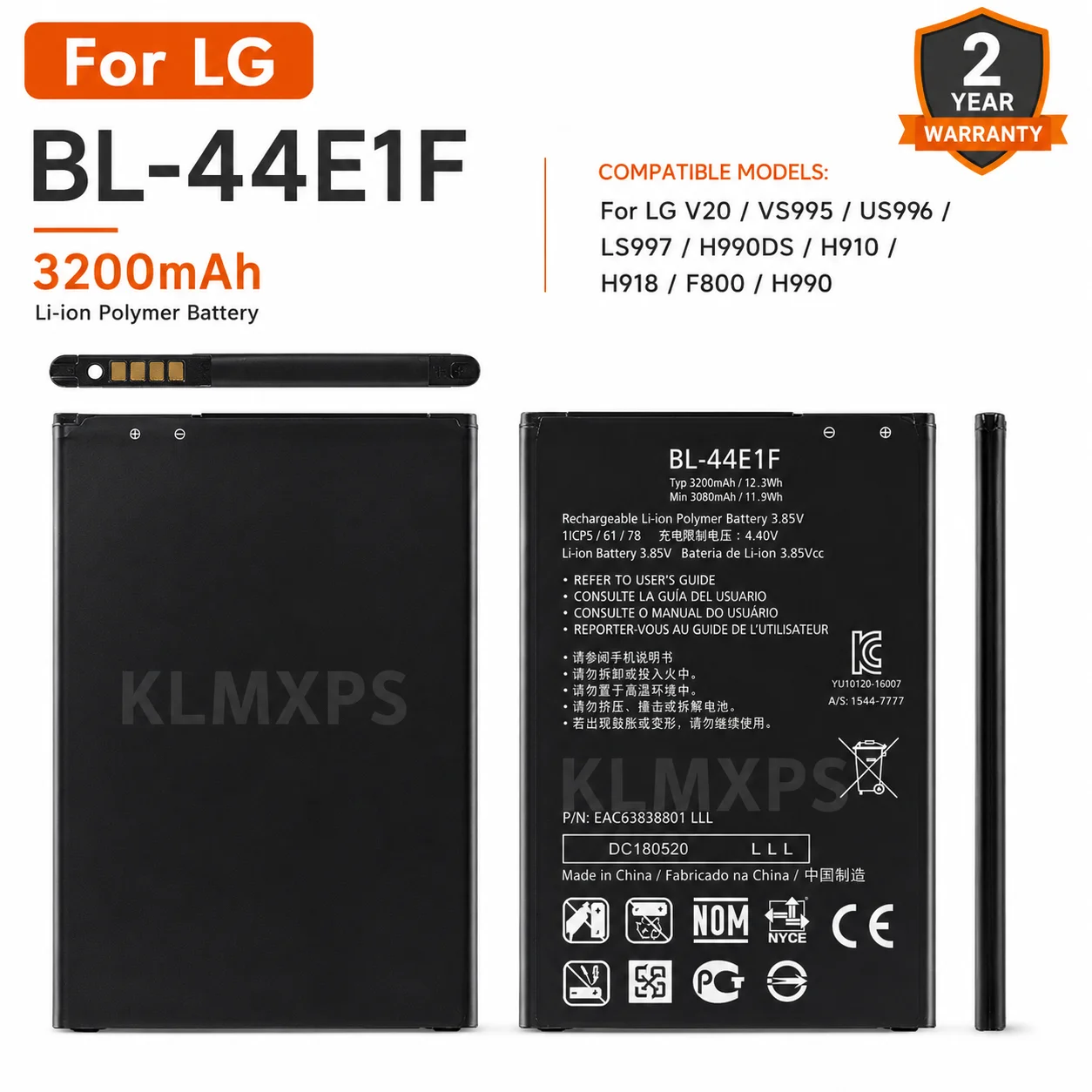 High Capacity Battery For LG V20 V10 K8 K4 K3 Optimus G Pro 2 BL-44E1F BL-47TH BL-48TH BL-45B1F BL-45F1F BL-46G1F BL-45A1H