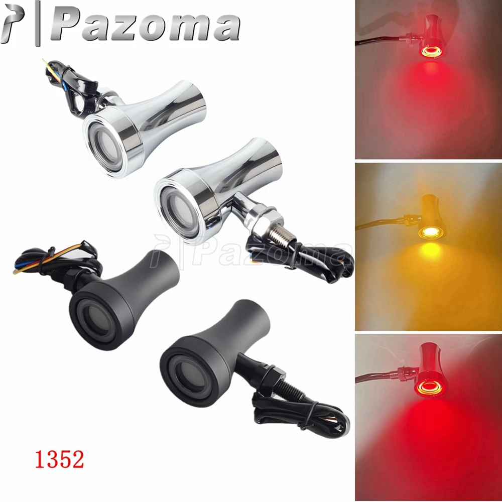 10mm Aluminum LED Turn Signal Light Amber & Red Tail Brake Indicator Signal Lamp For Harley Sportster Cafe Racer Chopper Bobber