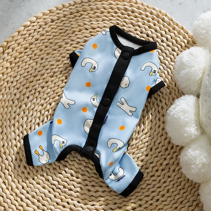 

Cartoon Swan Home Clothes Spring and Summer New Puppy Four-legged Clothes Dog Pajamas Teddy Bear Pet Clothing