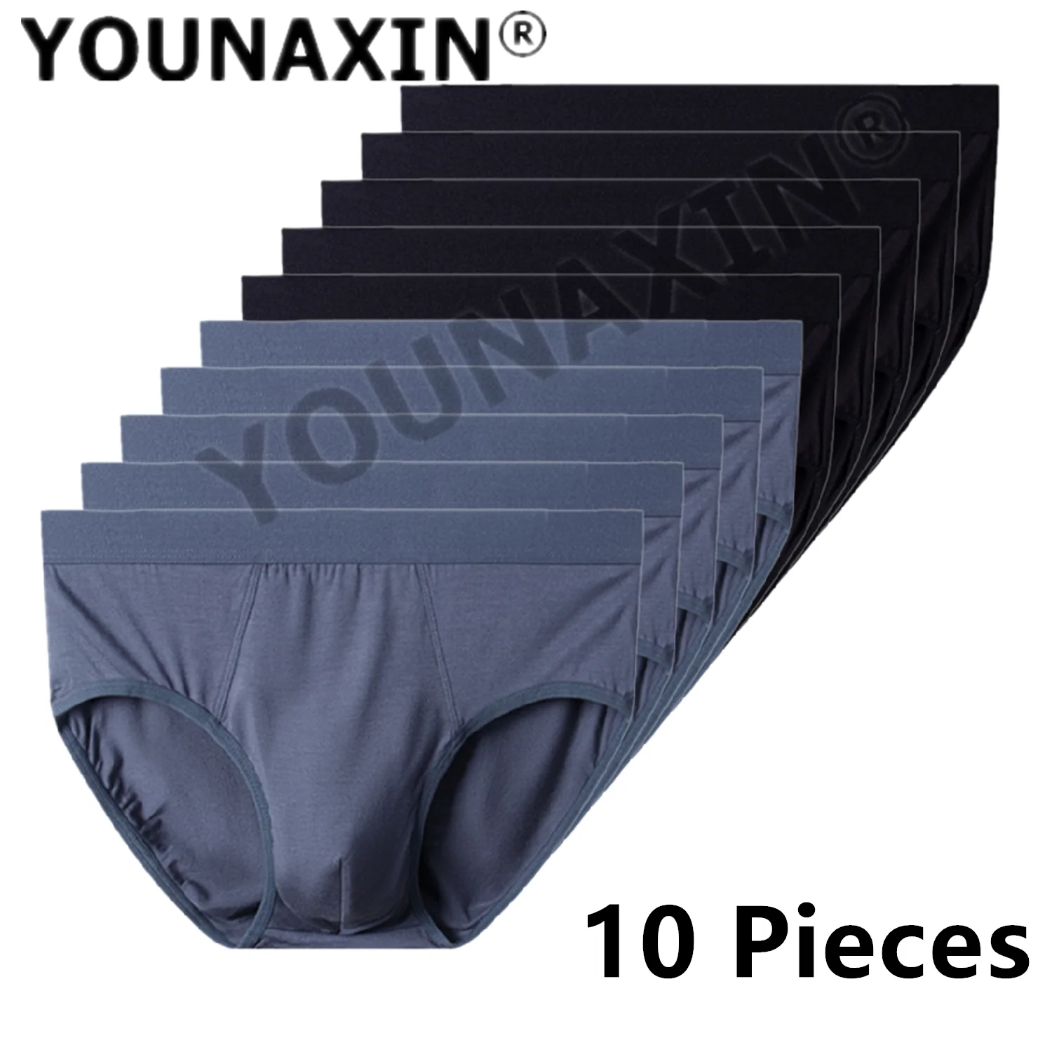 YOUNAXIN 10 Pieces Men Briefs Underwear Solid Lingerie Panties Underpants Undies Comfortable breathable Undershorts