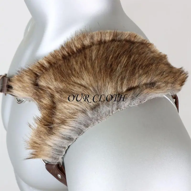 Średniowieczna skórzana osłona ramion futrzana osłona ramion z regulowaną wiązką klatki piersiowej dla mężczyzn Halloween y1ac