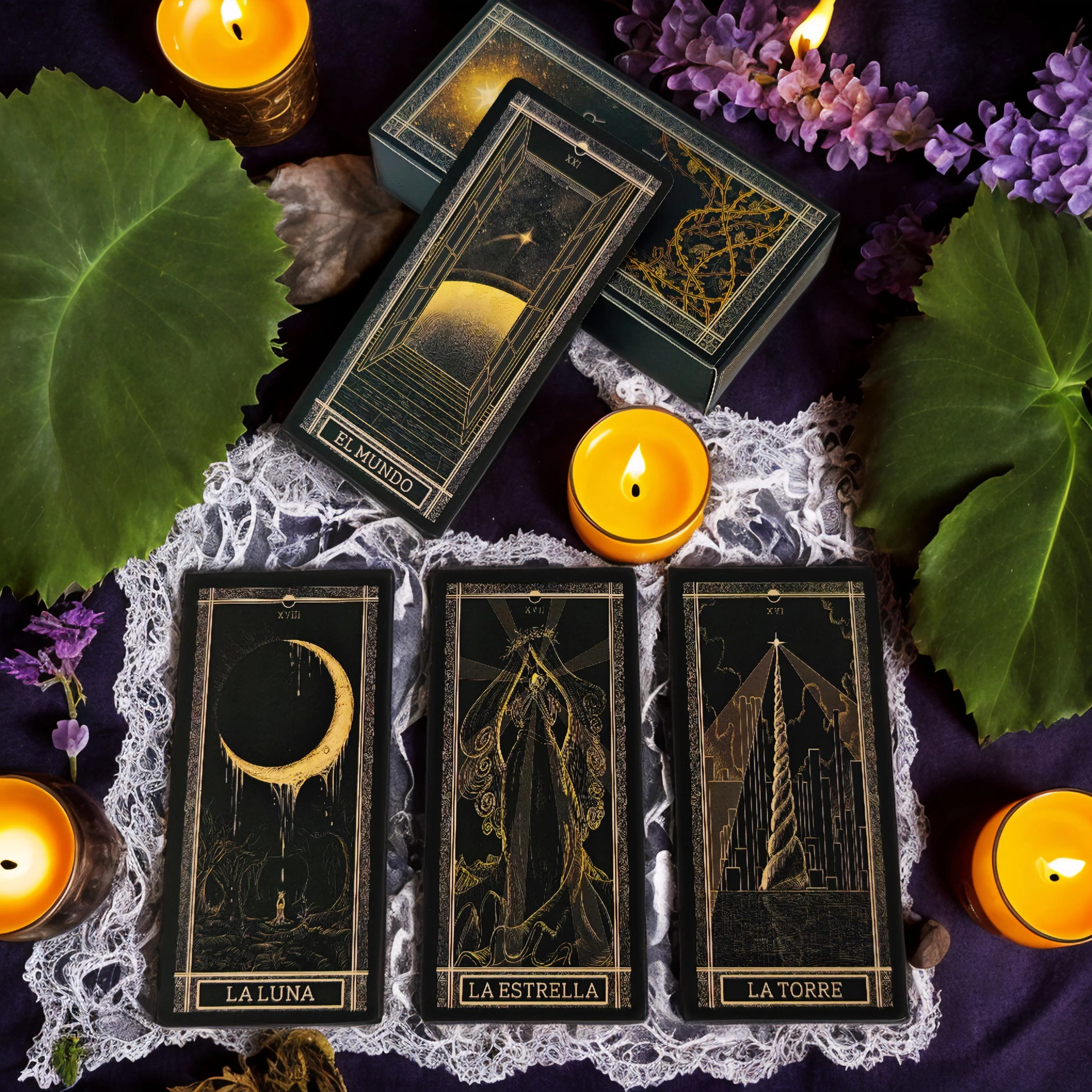 Mazzo di tarocchi Kinner Un mazzo di tarocchi tradizionale da 78 carte completo di ispirazione cosmicamente disegnato a mano 11 * 5,2 cm in lingua spagnola