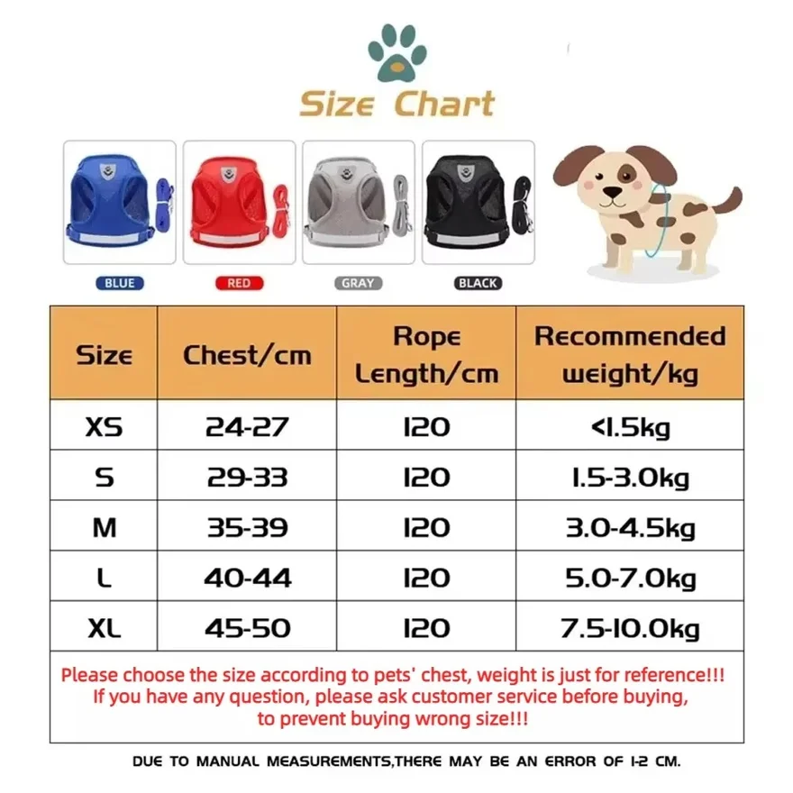 Escape Proof Cat Harness Adjustable Reflective Vest Mesh Breathable Pet Lead Leash Set for Small Puppy Kitten Walking Training