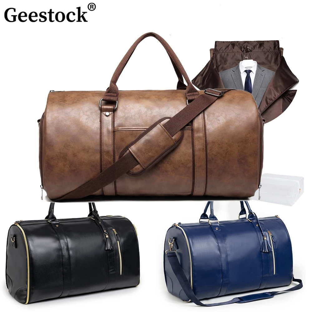 Geestock Large Suit Travel Bag Convertible Garment Bag Business Flight Luggage Travel Duffel Bag With Shoe Pouch For Men Women