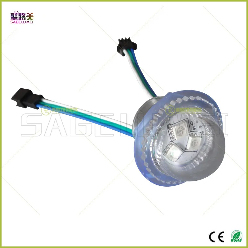 DC12V 26mm diameter transparent cover ws2811 LED Module Exposed Point Light 3 leds 5050 SMD RGB Chips led pixel waterproof IP68