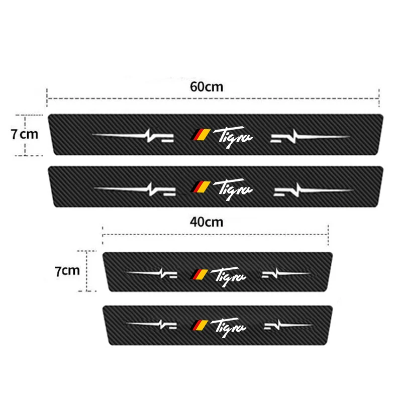 Carbon Fiber for Opel Tigra Logo Car Door Threshold Scuff Plate Decals Trunk Sill Stickers Pedal Guards Strip Tape Accessories