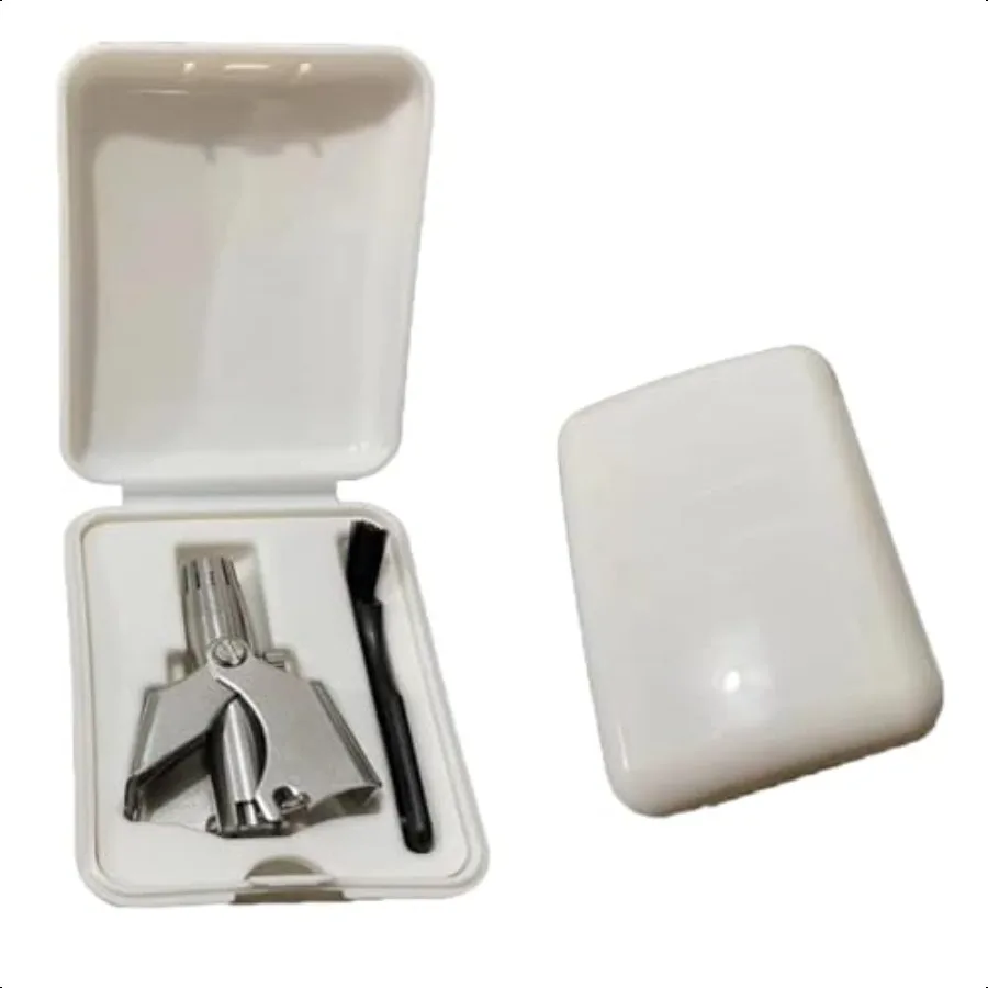 

Мужской триммер для волос в носу, ручной инструмент для удаления волос в носу из нержавеющей стали, унисекс, с 12 лезвиями с двойным краем, без батареек. Маленький а