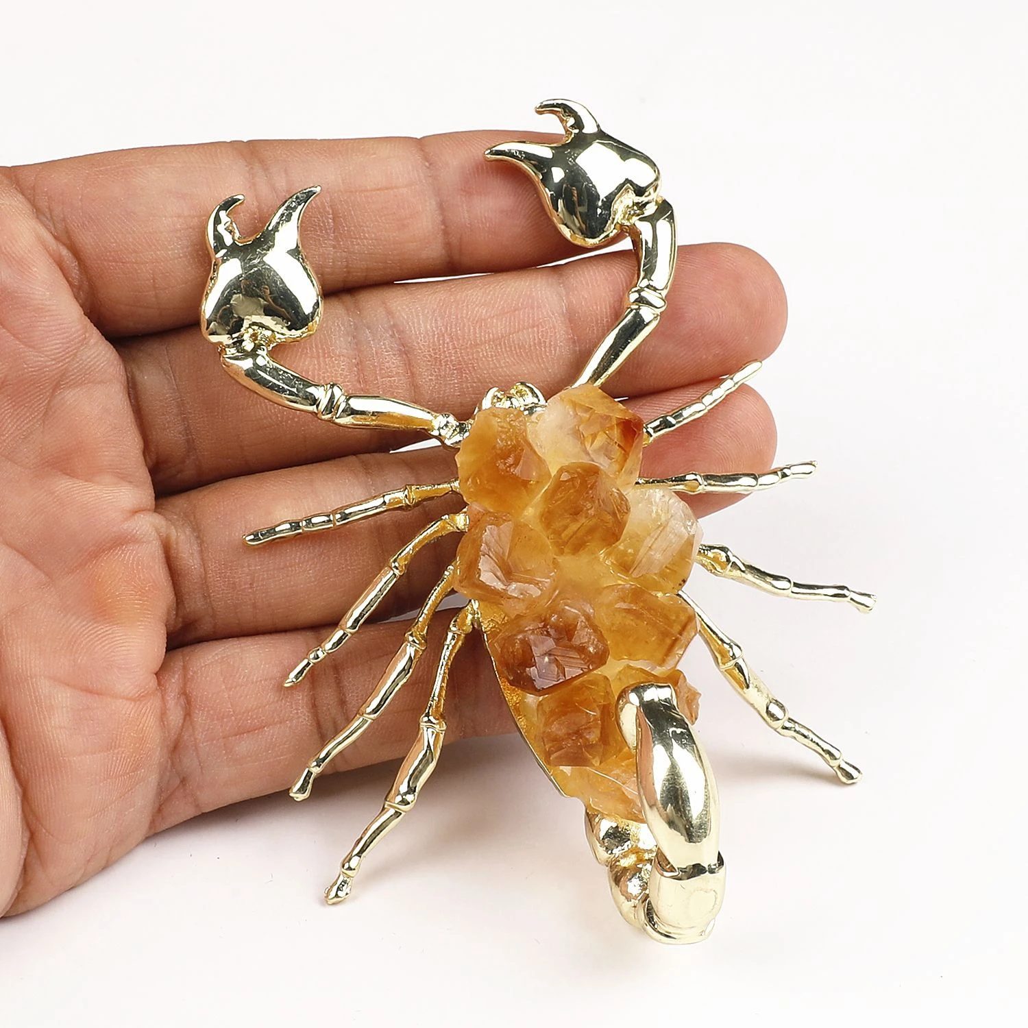 Creative Alloy Mineral Yellow Amethyst Scorpion Large Size Purple Amethyst Scorpion Shaped Decorative Home Craft Accessory