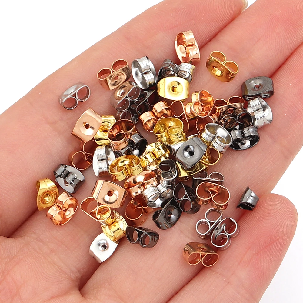 

100/200pcs Stainless Steel Earrings Back Stopper Metal Butterfly Earrings Plugs For DIY Jewelry Findings Stud Earrings Accessory