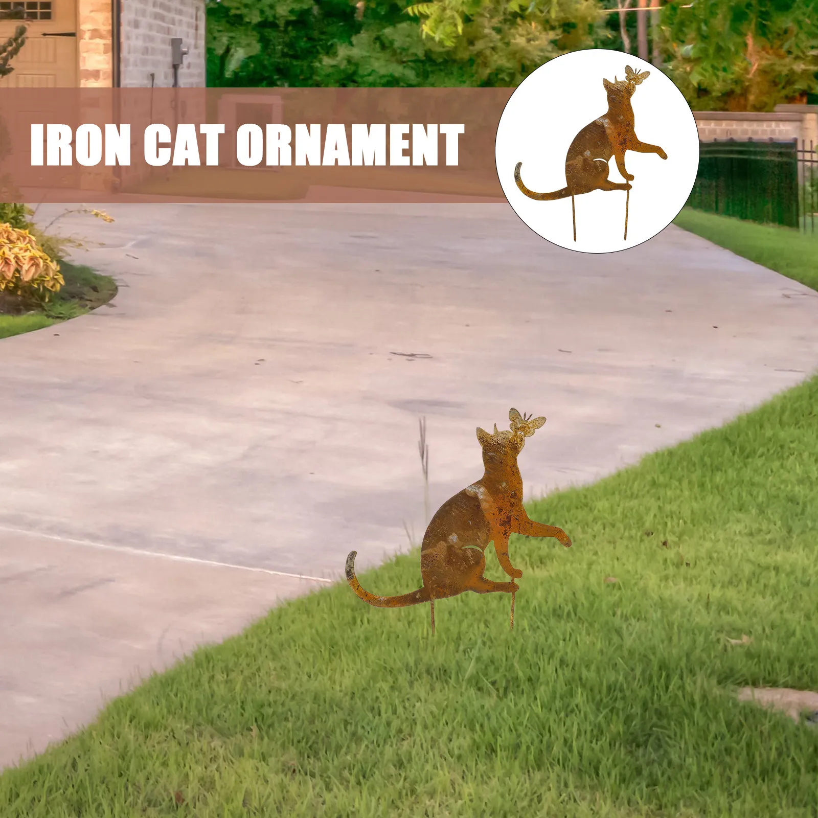 

Садовые скульптуры Rust Kitty Plugins Iron Cat: Ретро-декор для двора, газона, сада и дома
