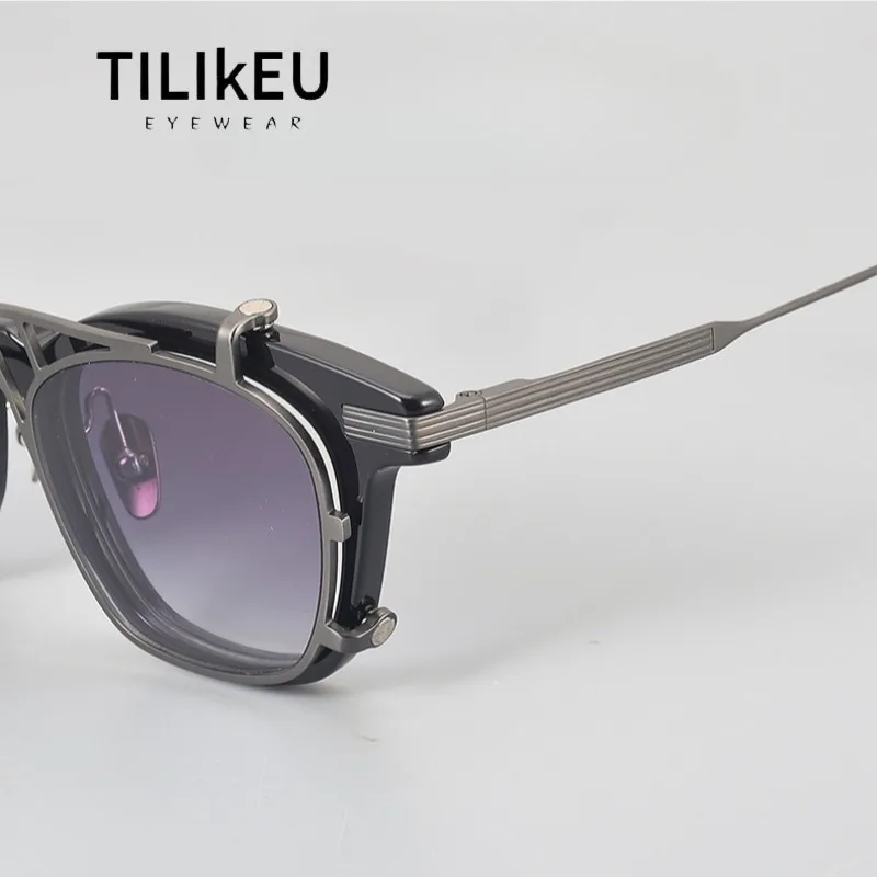 

Высочайшее качество, очки из чистого титана с ацетатной оправой, магнитные очки, подвесные клипсы на квадратных солнцезащитных очках, УФ-мужские крутые очки в стиле ретро, очки