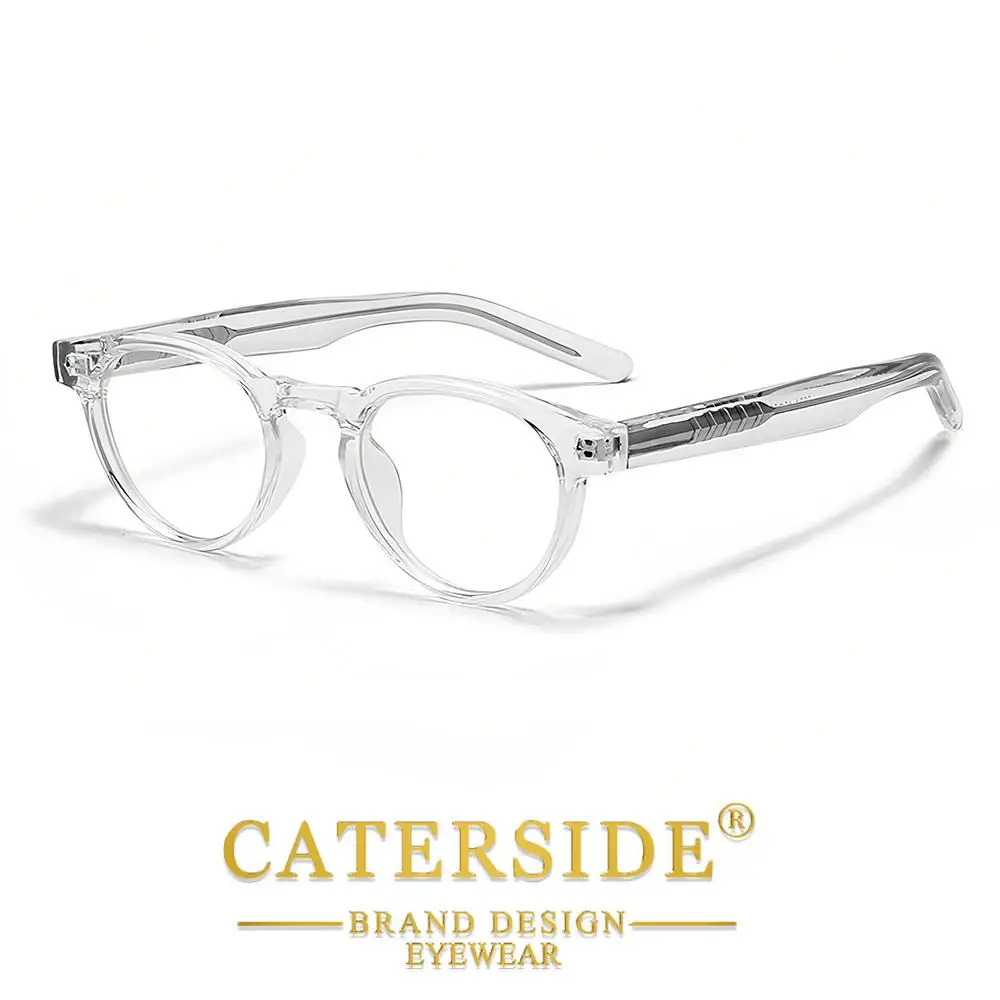 CATERSIDE Modische Damen-Rundbrille mit Blaulichtfilter, Premium Tr-90-Rahmen, Herren-Outdoor-Business- und Büro-Schutzbrille – Detail 9
