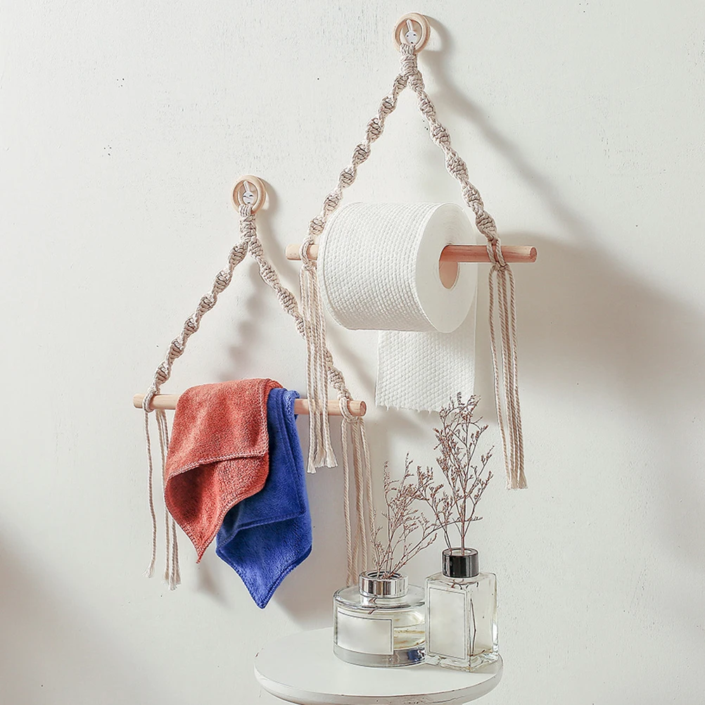 

Bohemian Wall Towel Bathroom Rack Hanger Wall Shelf Cotton Rack Bathroom Kitchen Shelf Decor Storage Towel Hanger