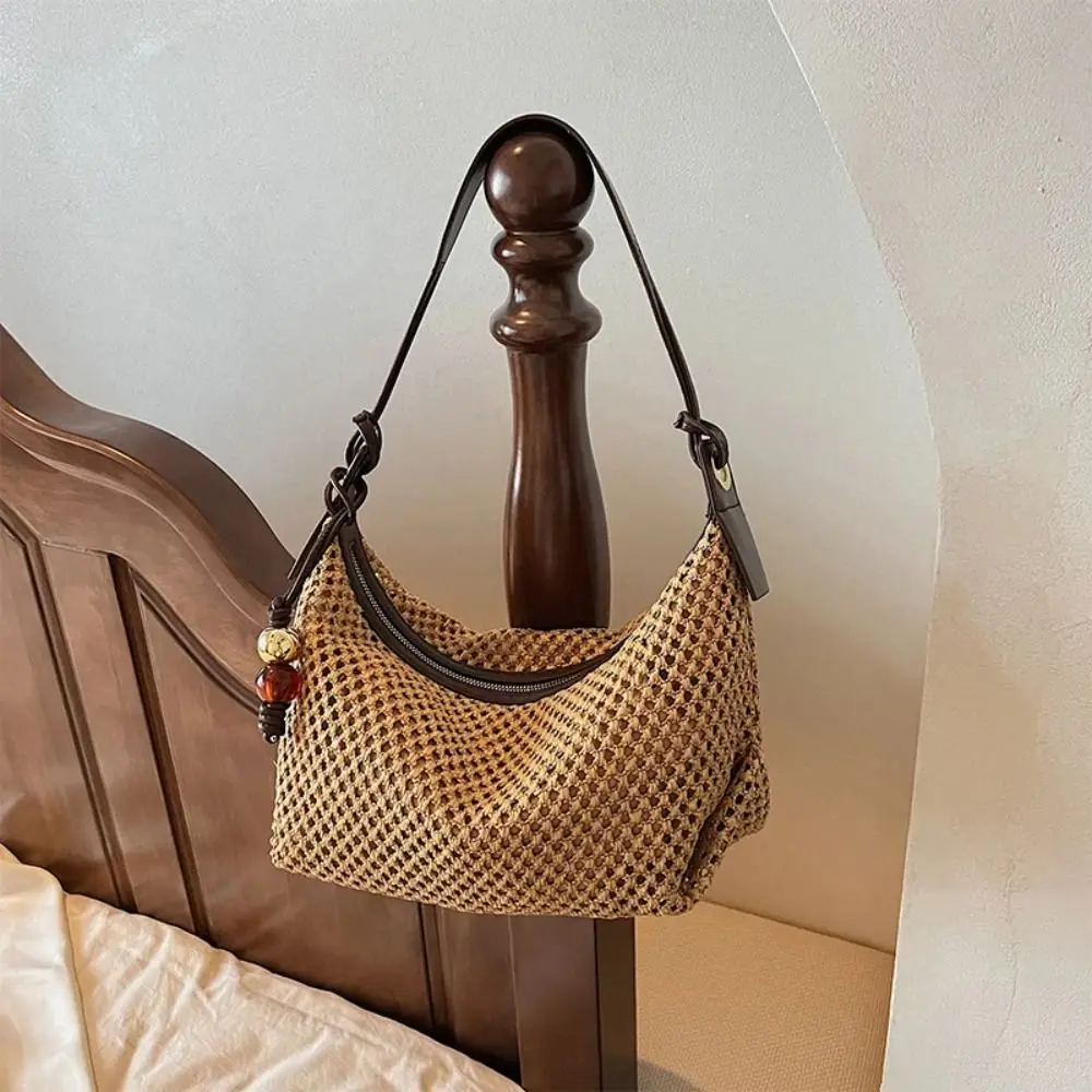 

Trendy Shoulder Bag Weave Straw Bag Hollow Out Summer Beach Bag Tote Bag Raffia Bag Underarm Woven Bag Girls