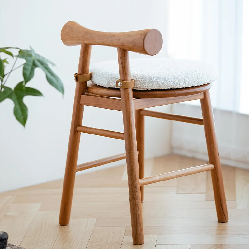 High Quality Butterfly Stool Household Solid Wood Stool Cherry Wood Dressing Cosmetic Stool With Backrest Chair