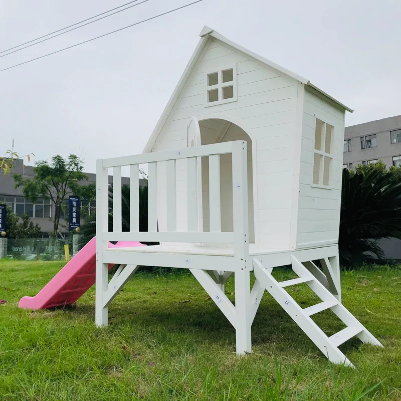 Preservative wood chalet Outdoor assembly Children's toys Tree house game Kindergarten slide Movable wooden house