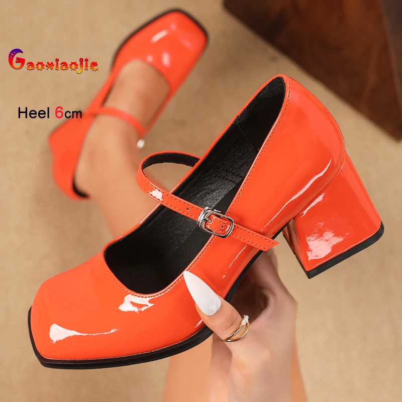 

2025 New Style Coarse Heel Women's Pumps Casual High Heel Lady Shoes Fashion Solid Color Square Head Shallow Mouth Single Shoes