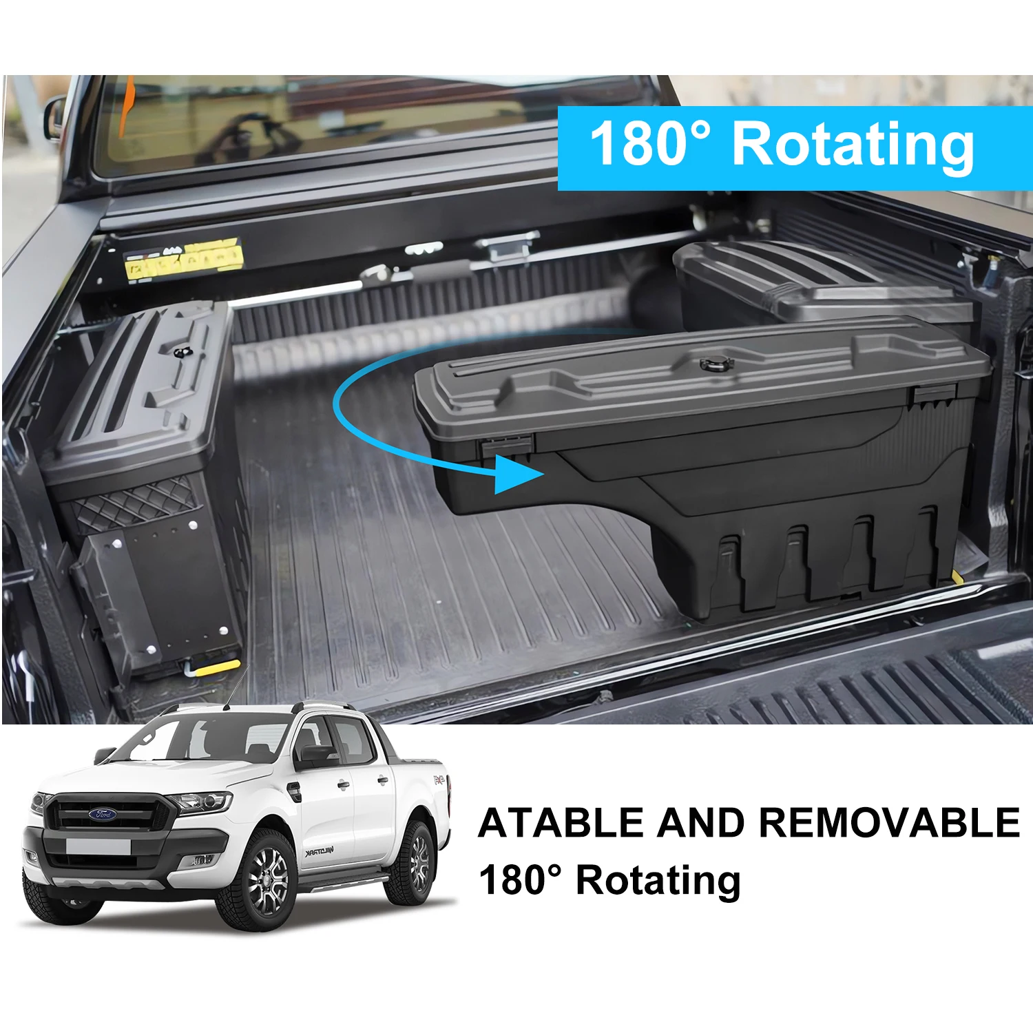 Pickup 4X4 Accessories Truck Bed Tool Box Storage Tailgate Swing Case Toolbox for Ford Ranger Raptor 2015-2024